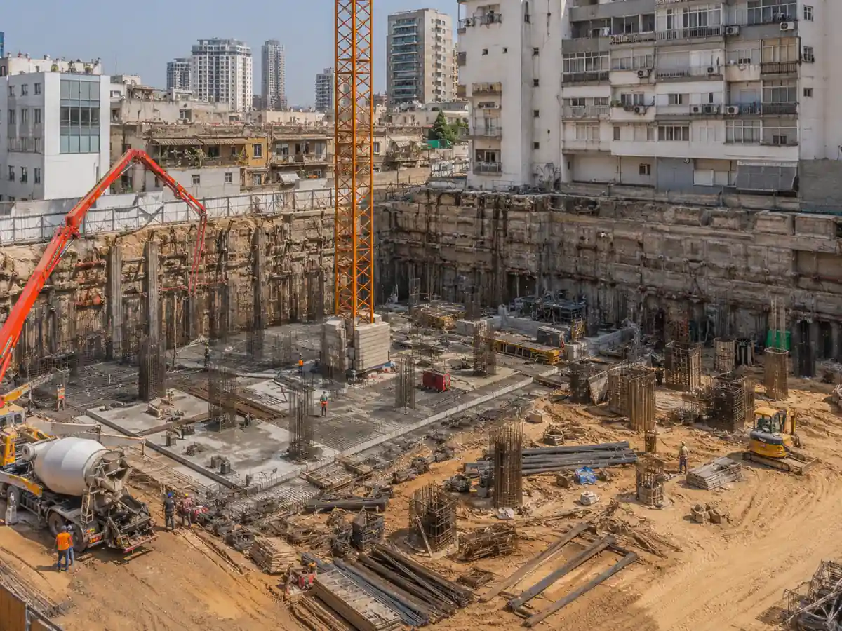 חפירה, דיפון וביסוס — מבני רבי־קומות · בני ברק